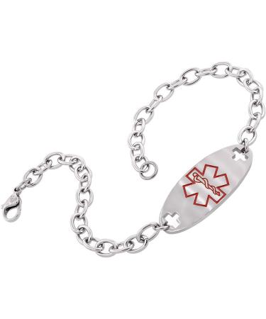Surgical Steel Medical Alert Bracelet for Epilepsy - 9/16 inch Wide 9 inch Long | Durable & Stylish ID Bracelet - Buy Online on GoSupps.com