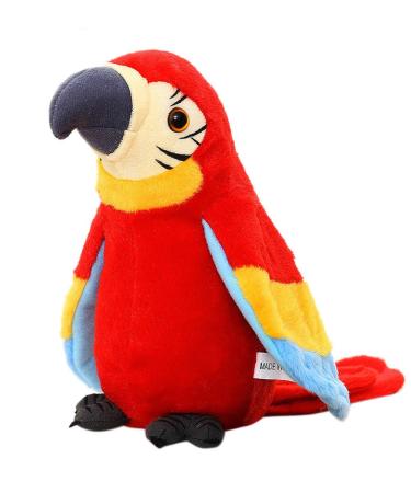 Cutiest Talking Parrot Toy Mimicry Pet Speaking Plush Toy Repeat What You Say Waving Wings Electronic Record Bird Toy Stuffed Animal Interactive Sensory Educational Toy Birthday Xmas Gift Red