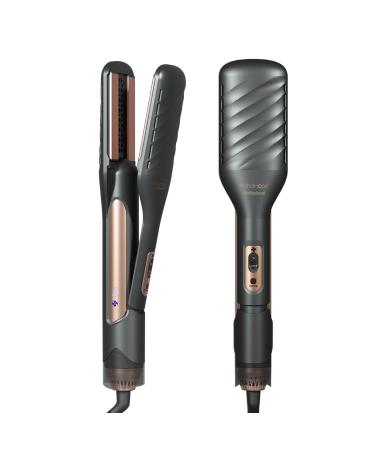 Flat Iron Hair Straightener Hair Dryer and Straightener 2-in-1 Hair Styling Tools 60000RPM Speed Fast Dry Mult-Temp Suitable for Dry/Wet Hair Dual Voltage 100-230V