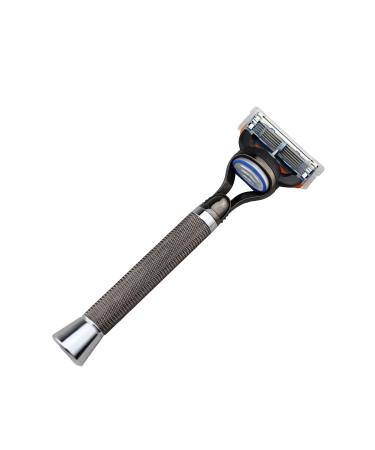 Chrome Metal Anti-Slip Handle Manual Razor - 5 Blades with Microfin Technology | Silver | International Shipping Available - Buy Online on GoSupps.com