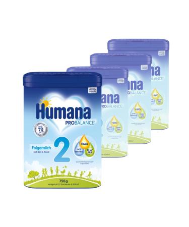 Humana Probalance follow -up milk 2 after the 6th month baby food after breastfeeding or an initial food ideal for feeding or as a sole milk food 4 x 750 g 750 g (4 Pack)
