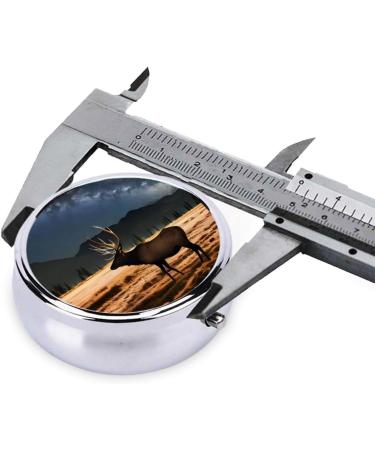 Elk in The Meadow Round Pill Box | 3-Compartment Portable Organizer for Travel & Purse - Buy Online on GoSupps.com