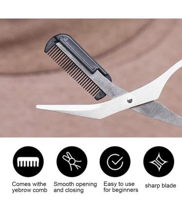 Eyebrow Scissors & Trimmer Set with Comb - Precision Eyebrow & Eyelash Grooming for Men & Women - Black - Buy Online on GoSupps.com