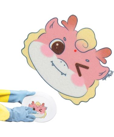 Dish Washing Sponge - Cartoon Dragon Cleaning Sponge Kitchen Scrubbers | Powerful Oil Removal Without Scratching Kitchen Cleaning Supplies for Everyday Jobs Ngumms Pink - Buy Online on GoSupps.com