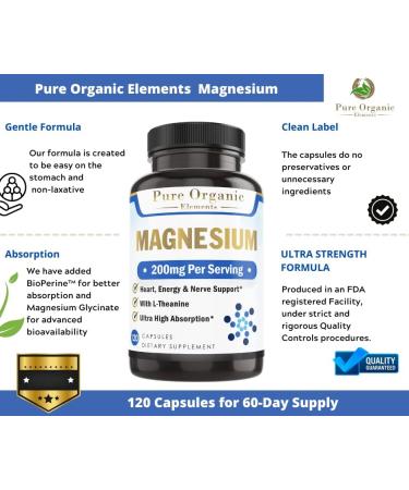 Organic Magnesium Glycinate with L-Theanine, Potassium & Black Pepper | Ultra High Absorption | 120ct - Buy Online on GoSupps.com