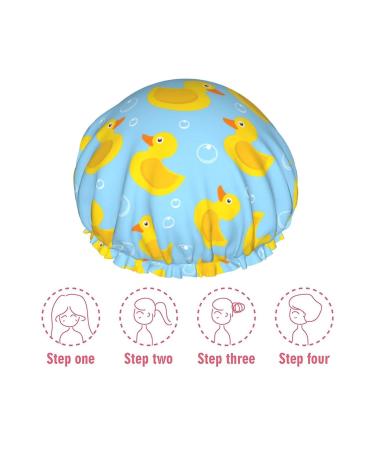 Yellow Rubber Duck Reusable Shower Cap | Double Layer Waterproof Hair Protector for Women, Kids, and Men - Buy Online on GoSupps.com
