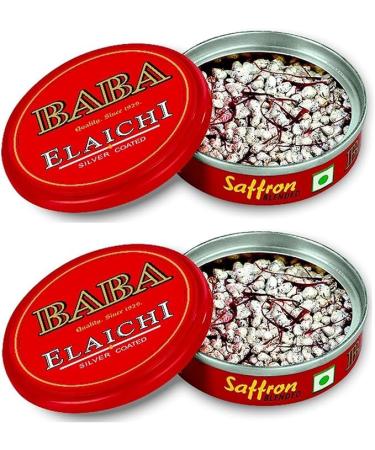Baba Elaichi Saffron Blended Silver Coated | Mouth Freshner | 10gm | Flavored Cardamom Seeds | Product of India (5 x 10gm)