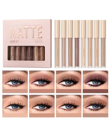 BestLand 8 Colors Liquid Matte Eyeshadow Set Nude Black Smokey Eyeshadow Cream Eyeshadow Primer Waterproof Quick Drying Eye Brightener Highlighter Blusher Eye Shadow Makeup (Color D)