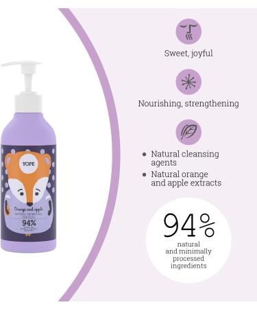 YOPE Natural shower gel for kids | Orange extract | Natural Washing ingredients | 94% natural ingredients | Orange and Apple 400 ml Orange Apple - Buy Online on GoSupps.com