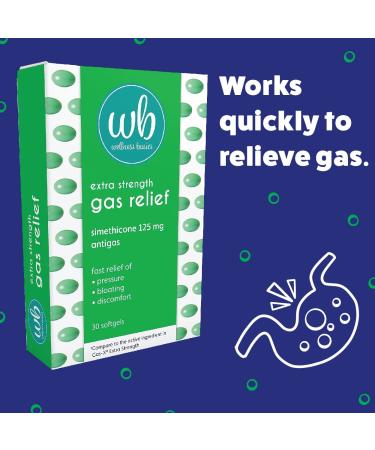 Wellness Basics Extra Strength Gas Relief Softgels - 30 Count Pack - 125mg Green Formula - Buy Online on GoSupps.com