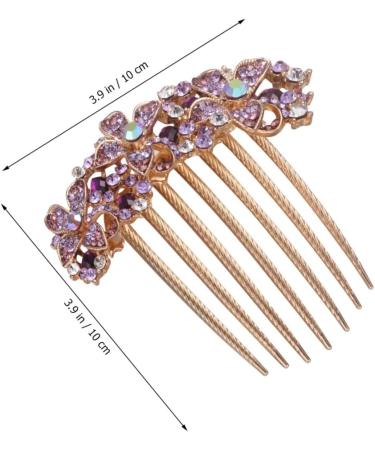Angoily Flower Bridal Hair Comb Prom Headpiece Wedding Hair Clip Hair Teasing Comb Flower Hair Accessories Rhinestone Hair Accessories Hair Topper Bride Alloy Crystal Purple - Buy Online on GoSupps.com