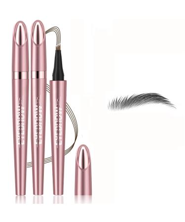 2024 New Magic Dark Brown Eyebrow Pencil - 3D 4 Fork Tip Eyebrow Pen Microblading Brow Pencil Precise Brow Pen Makeup 24 Hours Water-proof & Smudge-proof Natural Fine Stroke (03# Grey)