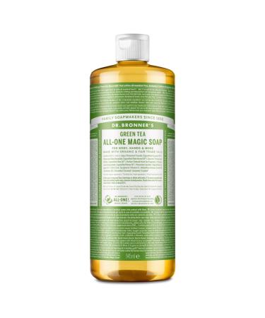 Dr Bronner's Dr Bronners 18in1 natural soap organic liquid soap green tea shower gel hand soap shampoo and much more with organic oils Fair Trade 945 ml