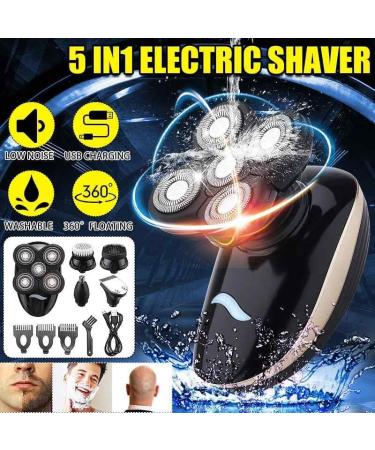 5 in 1 Rechargeable Electric Head Shaver for Bald Men - Ultimate Grooming Kit with Floating Heads Hair Clipper Nose & Ear Trimmer and Facial Brush - Buy Online on GoSupps.com