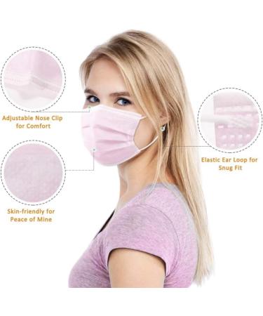 Pink Disposable Face Masks - 3 Ply Protection | 10 Pack | Ideal for Office Restaurant & Outdoor Use - Buy Online on GoSupps.com