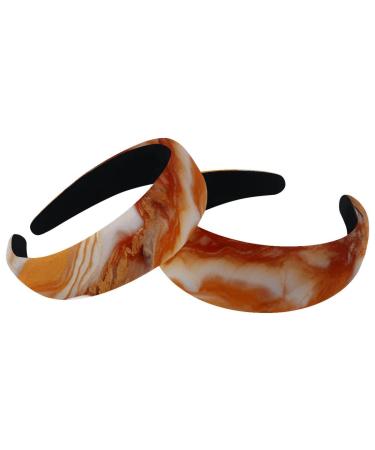 2 Pieces Headbands Women Hair Head Bands Marble Texture-492 Non Slip Thick Padded Hairband Hair Band Hoops Vintage Thick Hair Wrap Multi-colored 7