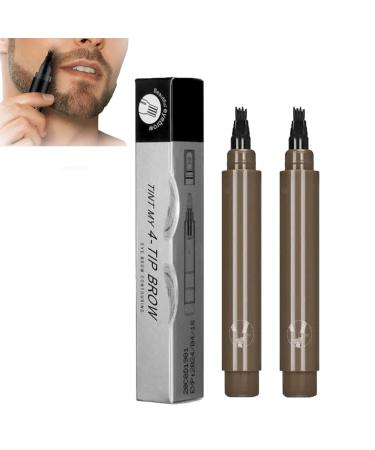 Bozento Beard Pen Waterproof Beard Filling Pen Kit Beard Pencil Filler for Men Black Bozento Beard Filler Beard Filler for Men Beard Pencil Filler for Men with 4 Tips (Light Brown*2)