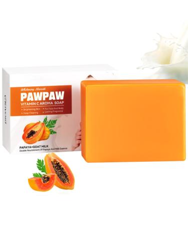 PAWPAW Soap Bar Papaya Natural Soap Bar Handmade Soap Bar For Face & Body Vitamin C Face Wash Soap Skin Brightening Papaya Soap Bar for Dark Spots Remove Acne Blackheads