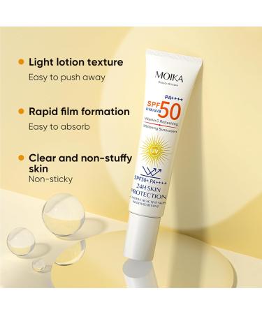 Sun Cream SPF 50 SPF 50 Face Moisturiser Face Sun Cream SPF 50 with Glycerol And Vitamin C Face Sunscreen Sunscreen SPF 50 Face Protection UVA & UVB & Non Greasy Sun Cream for All Skin Types - Buy Online on GoSupps.com