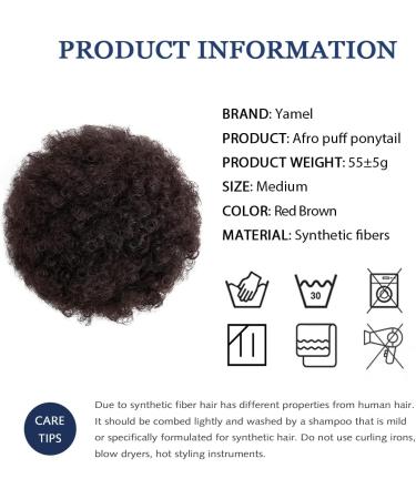 YAMEL Afro Puff Drawstring Ponytail Medium Bun Extension Red Brown Synthetic Updo Hair Piece for Black Women - Pack of 1 - Buy Online on GoSupps.com