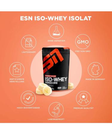 Buy ESN IsoWhey Hardcore 2 x 1000g Banana Pouch + Free ESN Shaker | International Shipping - Buy Online on GoSupps.com