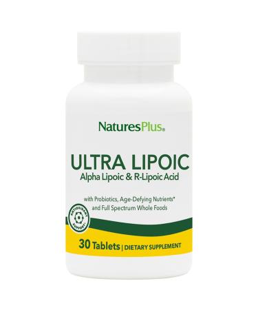 Natures Plus Ultra Lipoic - 30 Bi-Layered Tablets - Alpha Lipoic & R-Lipoic Acid - Antioxidant Support - with Probiotics & Age-Defying Nutrients - Gluten Free - 30 Servings