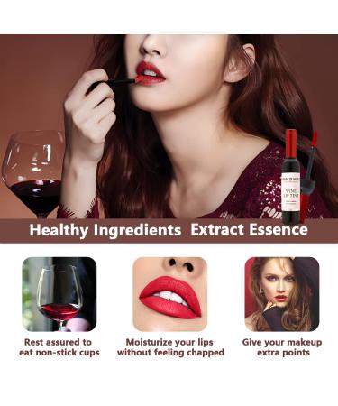 VOLLUCK Wine Liquid Lipstick - Long Lasting Matte Lip Tint in Wine Bottle Cover (Color 1) - Waterproof, Valentine's Day Gift for Her - 6 Color Options - Buy Online on GoSupps.com
