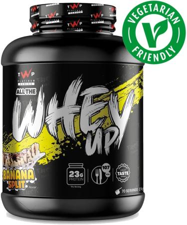 TWP Nutrition Platinum Series All The Whey Up Protein Powder Shake 23g Whey Protein Low Fat Low Carbs 2.1kg / 900g & 70/30 Servings Vegetarian Friendly (Banana Split 2.1kg) Banana Split 2.1kg - Buy Online on GoSupps.com