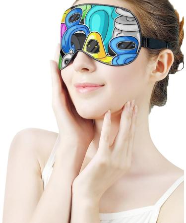 Sleep Mask for Kids - Cartoon Colored Robots Eye Mask with Adjustable Strap | Funny Sleep Shade Cover | Blocks Light & Reduces Puffy Eyes | Perfect Gift - Buy Online on GoSupps.com