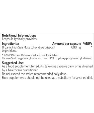 Organic Irish Sea Moss Capsules - 120 Count | Sun-Dried Additive-Free GMP Quality | Premium Cartilage Support - Buy Online on GoSupps.com