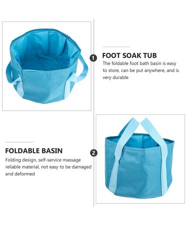 Portable Foot Massager & Soaking Basin | Foldable Travel Foot Bath 30x30cm - Blue - Buy Online on GoSupps.com