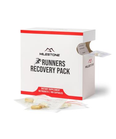 Milestone Running Recovery Pack - Marathon Training Nutrition to Recover Faster More Energy and Run Faster Great Running Aid as Pre Workout Endurance Running Supplement - 60 Packets | 180 Capsules 60 Count (Pack of 1)