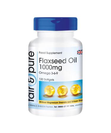 Fair & Pure - Linseed Oil 1000 mg - 120 softgels - Essential Fatty acids Omega 3 6 9 - Easy to Swallow