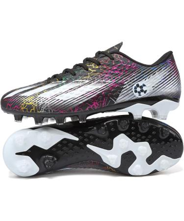 Roking Soccer Shoes for Men - Microfiber Cleats with Stollen Spikes for Artificial Turf & Outdoor Sports - Size 39 EU - Black - Buy Online on GoSupps.com