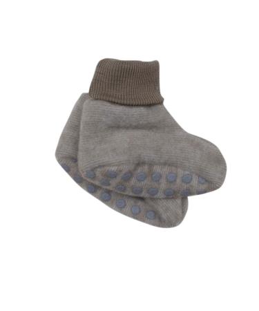 Cosilana Baby Fleece Booties 60% Wool (Organic) 40% Cotton (Organic) (Non-Slip Soles for Sizes EU 62/68 and Up) 0-3 Months Latte Macchiato Melange