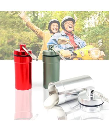 3 Pack Waterproof Aluminum Pill Fob Container | Nitro Bottle Holder & Emergency Keychain | Silver-Matt-Red - Buy Online on GoSupps.com