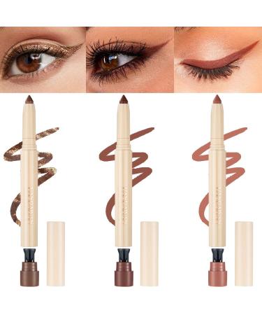 BINGBRUSH 3 Pcs Cream Eyeshadow Stick Eyeliner Pencil Matte Brown Eyeshadow Stick Twist-up Design & Built-in Sharpener Easy-To-Apply and Compact for Travel - Cruelty-Free and Vegan 3 Count (Pack of 1) Brown