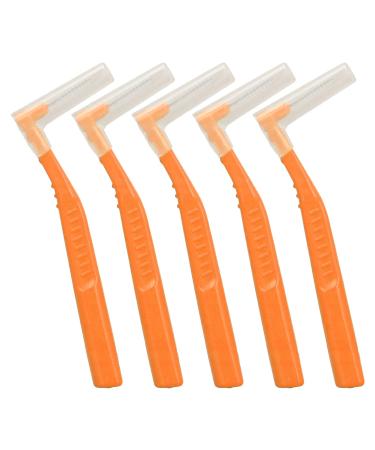 Portable L-shaped interdental brushes L-shaped interdental brushes effective cleaning plaque removal braces for dental care orange 5 pieces