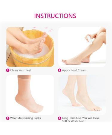 Silicone Moisturizing Gel Heel Socks - Anti-Slip Spa Socks for Dry Cracked Feet - Skin Care Men's Women's Soft Long Moisturizing Socks - Non Slip Dots - SEBS Material with Vitamin - Skin L (40-44) - Buy Online on GoSupps.com