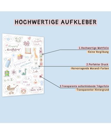 Sticker Baby Album - 180+ Motif Transparent Stickers for Kids | Perfect Photo Album & Scrapbook Accessories | Ideal Baby Party Gift - Buy Online on GoSupps.com