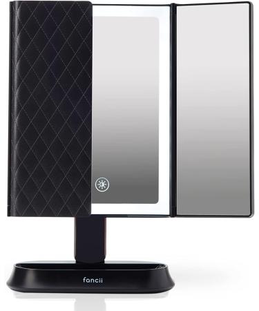Fancii Sora Black Makeup Mirror - LED Lighted Trifold Vanity Mirror with 5X7X Magnification & Touch Screen - Buy Online on GoSupps.com