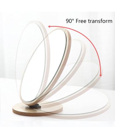YOOMEISHALY Wooden 360-degree Rotating Desk Makeup Mirror - Portable Single-Sided Design for Bedroom & Bathroom - Buy Online on GoSupps.com