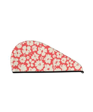 Beige Flowers Microfiber Hair Towel Soft Super Absorbent Hair Towel Wrap for Women Coral Velvet Quick Dry Hair Cap for Long Curly and Thick Hair