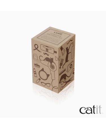 Catit Grooming Kit for Medium-Longhaired Cats. Canister includes 5 tools: Pin brush Long dematter metal slicker brush grooming comb with rolling pins and curved nail clippers - Buy Online on GoSupps.com