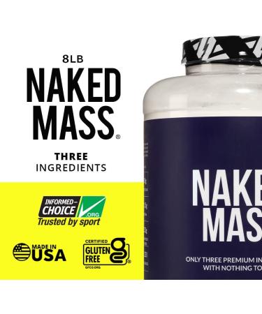Naked Mass 8lb Natural Weight Gainer - GMO-Free, Gluten-Free, No Artificial Ingredients - 1250 Calories Per Serving - Buy Online on GoSupps.com