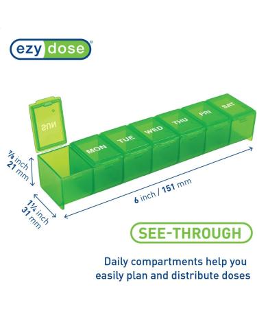 Ezy Dose Weekly Pill Organizer & Vitamin Case - 7-Day Medicine Box with Medium Compartments in Green - Made in the USA - Buy Online on GoSupps.com
