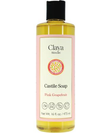 Pink Grapefruit Liquid Castile Soap Organic Ingredients Biodegradable Gentle for Sensitive Skin and Versatile Use (16 fl oz (Disc Cap))