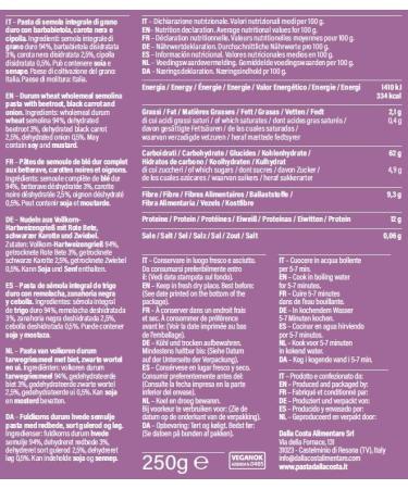 Dalla Costa Vegan pasta Strozzapreti whole wheat groats with beets black carrot and onions savings pack 8 x 250 grams - Buy Online on GoSupps.com