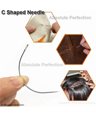 Weaving Needle and Threads Set with Stainless Steel Needles and Scissors for Hand Sewing Hair Extensions and Lace Wig DIY - 3 Rolls Black Thread - Buy Online on GoSupps.com