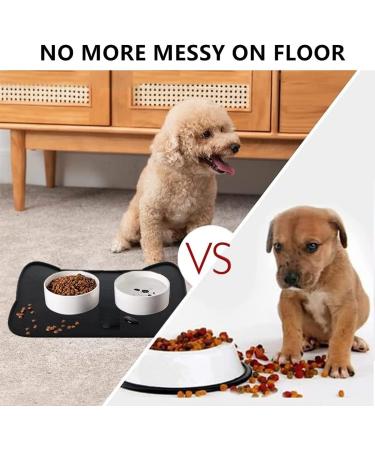 IYYI Cat Food Mat - Silicone Dog Bowl Mat for Food and Water - Waterproof Non Slip Pet Feeding Mat - Raised Edge Dog Food Tray - Gray+M - Buy Online on GoSupps.com